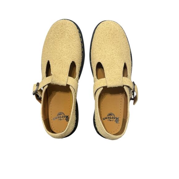 New! Dr Martens T-Bar Hazy Yellow Long Napped Suede Mary Janes - W 11 / M 10 - Picture 4 of 13